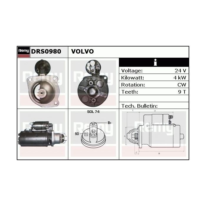 Bosch 0986010980 Starter Volvo Penta / Truck